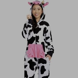 Kids Cow Print Pajamas with Pink Accents